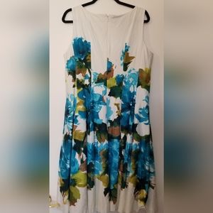 Women's Jones New York size 16 Sleeveless Dress Turquoise Blue Green Lime Green